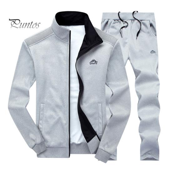

2 шт./компл. мужской спортивный костюм с воротником-стойкой, длинным рукавом, застежкой-молнией, пальто, эластичный пояс с завязками, длинные брюки M