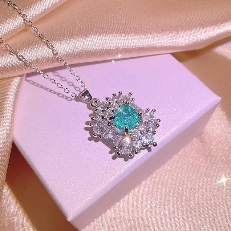 Jewelry Set European and N Square Stud Earrings with Flower Zircon Ring Set for Women