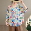 DIMANAF 2026 Summer New Plus Size Women Blouse Shirt Elegant Print Floral Lady Tops T-Shirt Cotton Beach Clothing