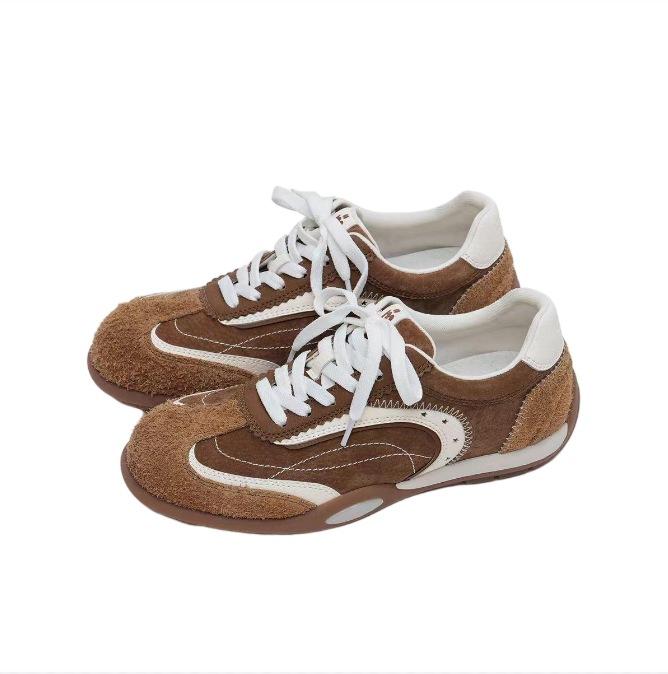 

Retro contrasting colors women s autumn new fashion versatile sports and leisure lightweight lace-up little white shoes 40 темно-коричневого