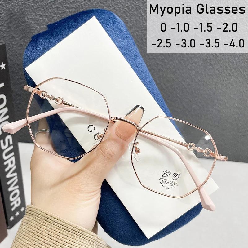 Oversized Ladies Myopia Glasses Anti Blue Light Blocking Men's Computer Minus Eyeglasses Diopter 0 To -4.0 Near Sight Eyewear