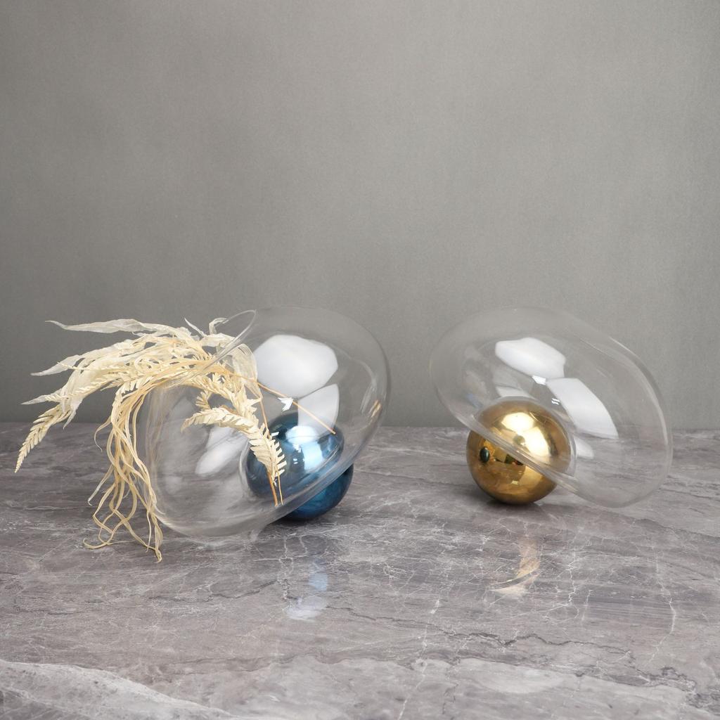 Glass Hydroponic Vase Irregular Glass Ornaments Golden Ball Terrarium Flower Arrangement Vase Room Decoration Accessories