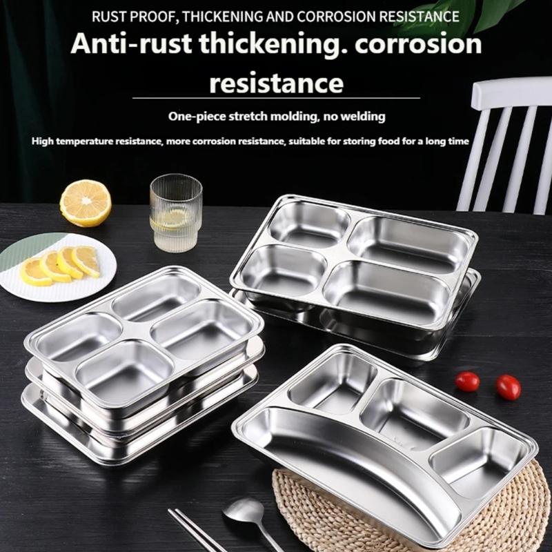304 Stainless Steel Dinner Plate Serving Dish Rustproof Dishware For Family Outdoor Camping Kitchen Use
