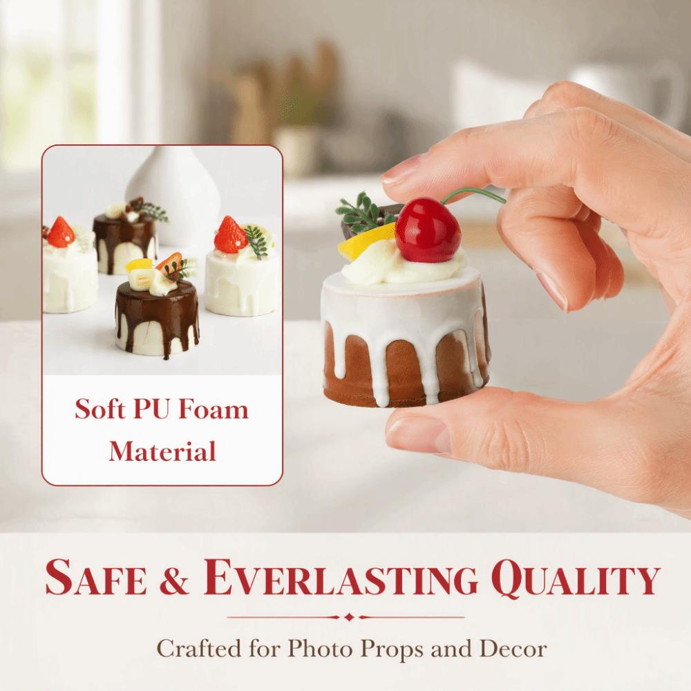 6 Pcs Plastic Artificial Cake Model 2.56x2.17in Fake Cake Model Faux Food Model Bakery Display