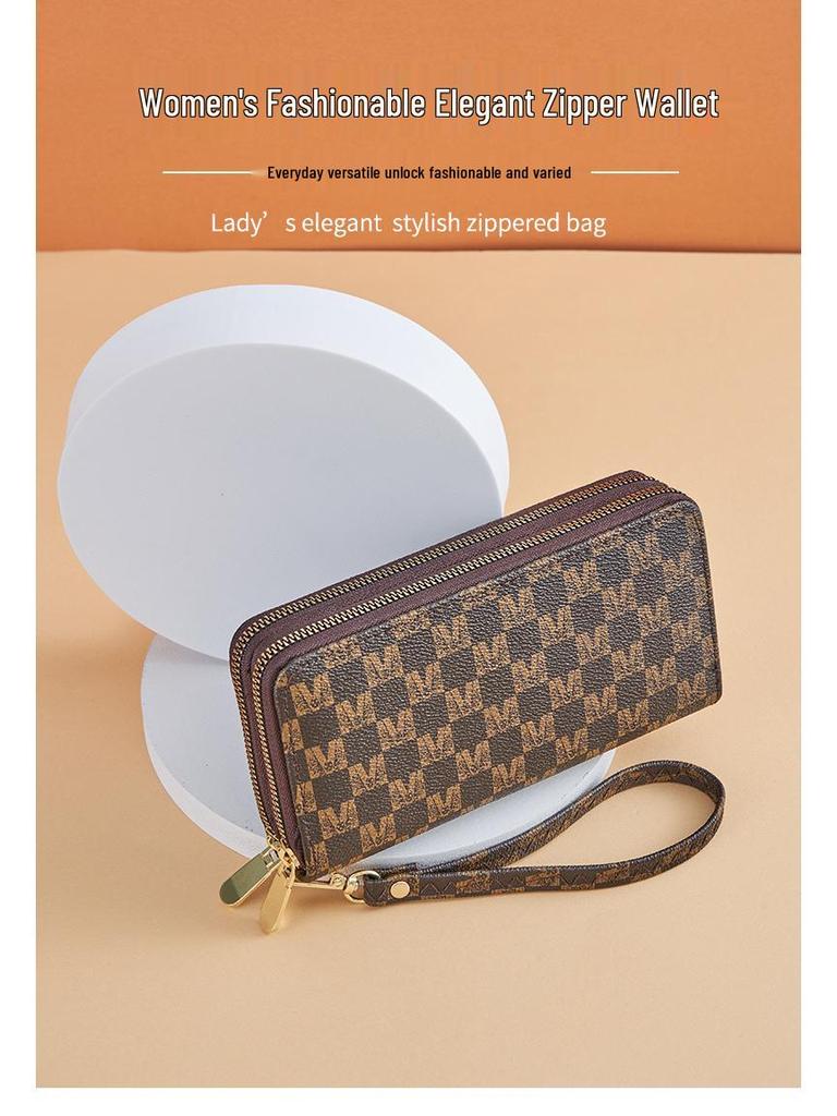 Women's Large Capacity Plaid Double Zipper Clutch with Multi-Card Slots (2025 Design)