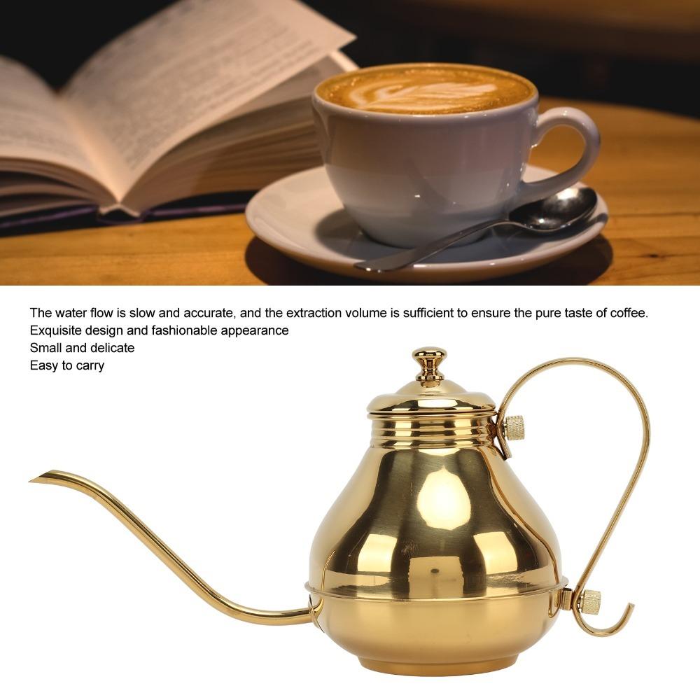 Stainless Steel Construction Coffee Drip Kettle Ergonomic Handle Stainless Steel Teapot Travel Use
