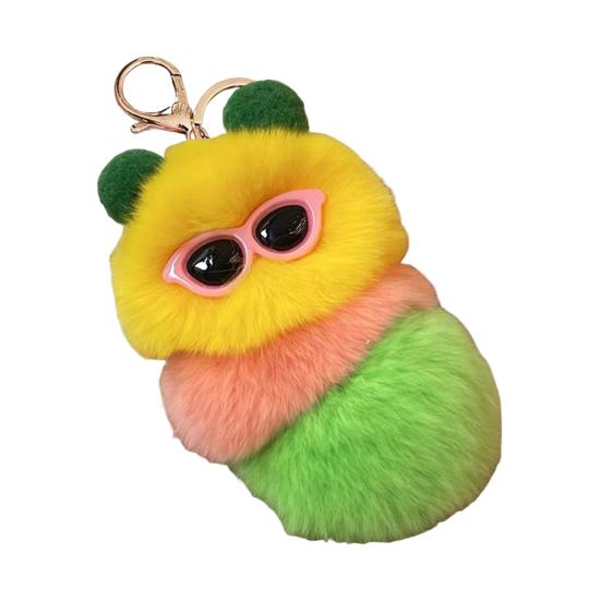 Keychain Pendant Cartoon Plush Caterpillars Charm Key Chain Hanging Ornament Decorative Pendant Wallet Backpack Car Keys