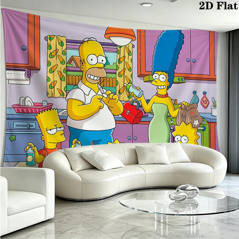 The Simpsons Wall Tapestry Aesthetic Wall Hanging Printed Fabric Blanket Decorative Tapestries for Bedroom Living Room Home Decor
