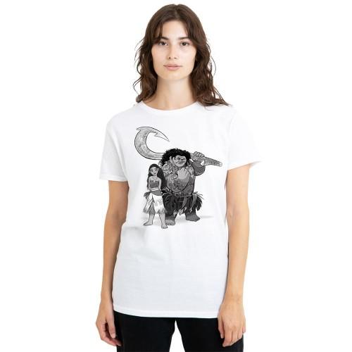 Moana Womens/Ladies Moana & Maui Sketch T-Shirt