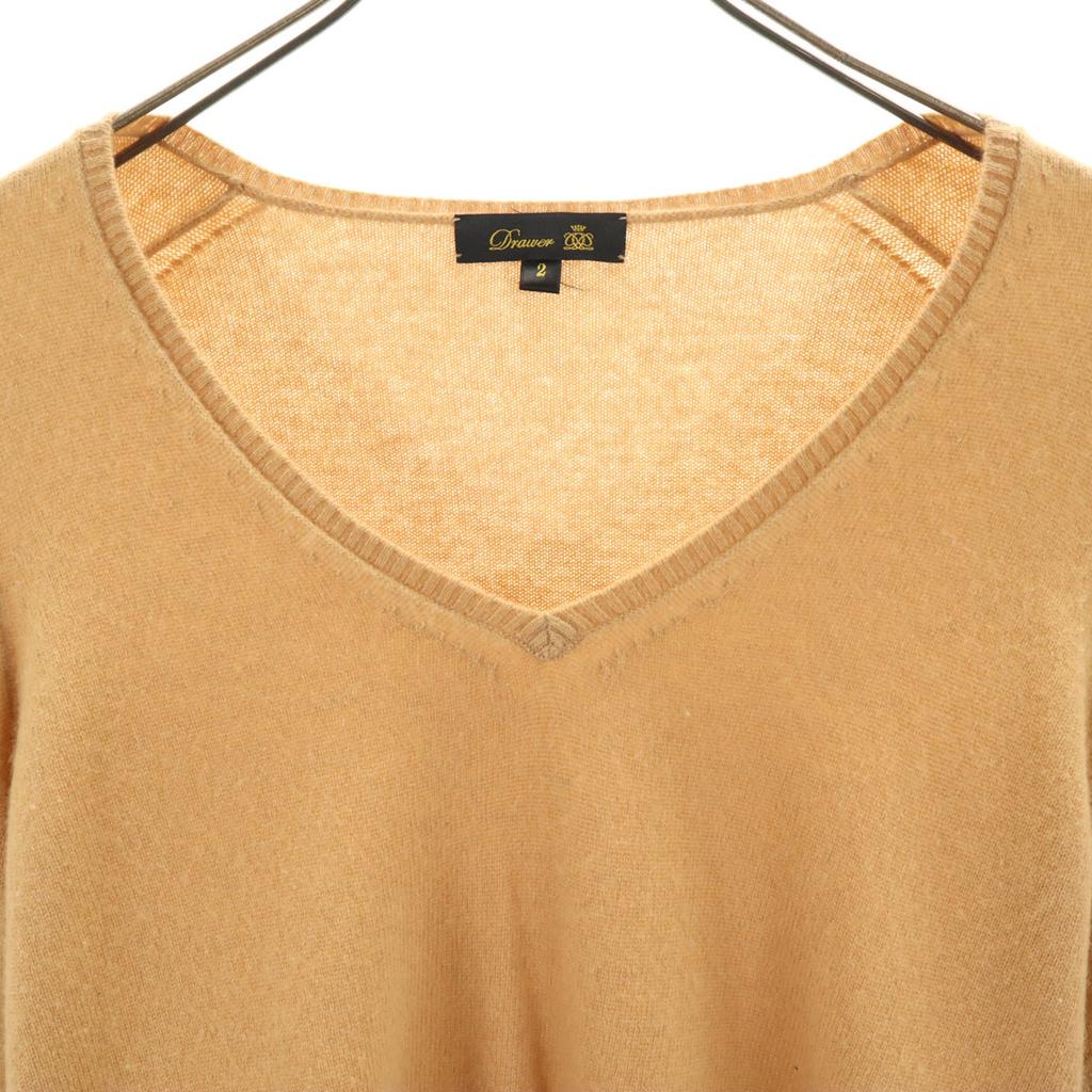 Drawer Cashmere 100% Long Sleeve V Neck Sweater 2 Beige Knit Women Used