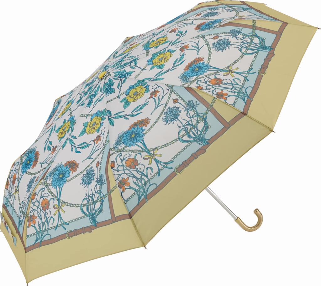 Miyajima Folding Umbrella 55cm Windproof Bone Chain Scarf Yellow Hand Open UV Protection Coating [12830]