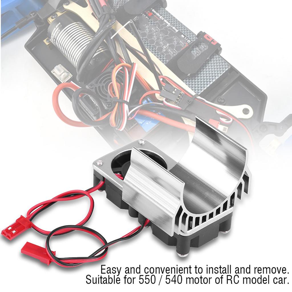 540  550 Motor Twin Cooling Fan Heat Sink With for 110 Scale Electric RC Car Silver