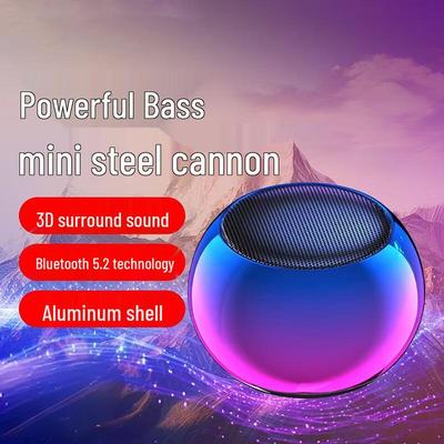 Compact Wireless Bluetooth Speaker - Portable Steel Cannon with Subwoofer for Indoor/Outdoor Use