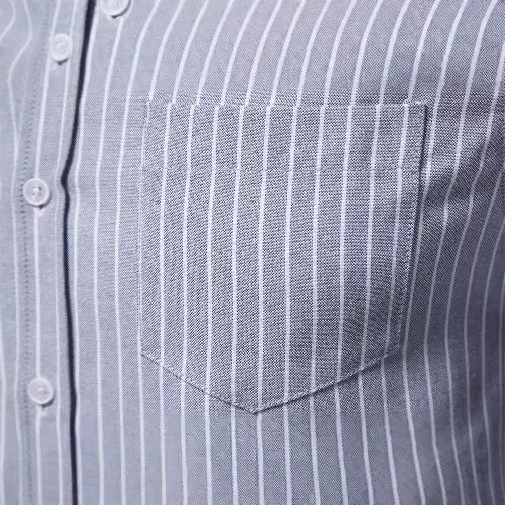 Spring Summer Slim Collar Striped Long-sleeved Shirt Man