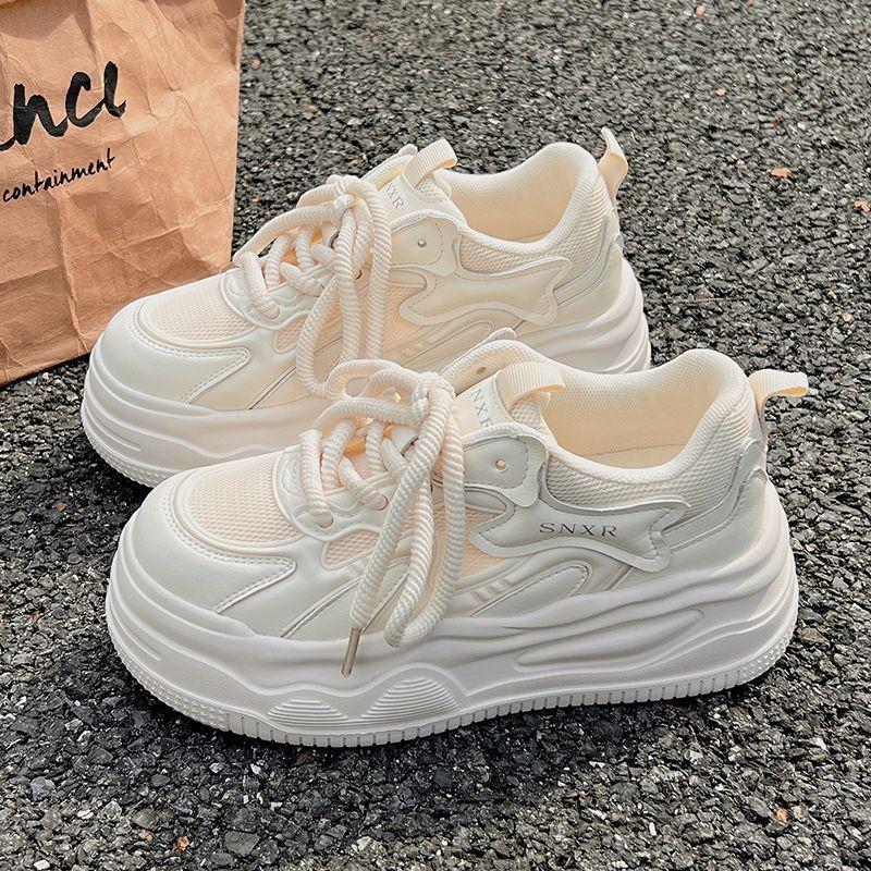 

Fashion White Flat Shoes for Women Spring New Breathable Platform Vulcanized Shoes Women s Lace-up Casual Sneakers Zapatos De Mujer 2025 40 белый