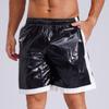 Mens Wet Look Boxer Shorts Drawstring Elastic Waist Pockets Waterproof Beach Shorts Swimming Trunks Loose Fit Short Pants Club