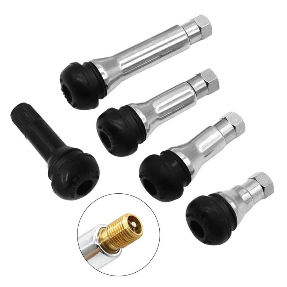 4Pcs Metal Stem Tire Valve Stem Rubber Base Snap-In Valve Stem Rubber Tire Valve Tire Replacement