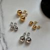 Sterling Silver Needle Gold Ball Stud Earrings Women's Cold Wind Earrings Real Gold Electroplated Earrings
