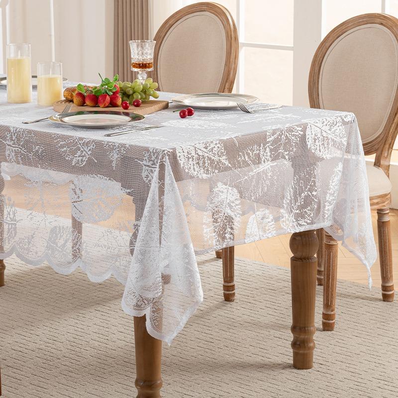 

Lace Rectangular Dining Table Cloth Tea Table Towels Dustproof Cloth for Household Desks Used for Wedding Birthday Party Decorat Taplak Meja Cutwork 70*150cm 1pcs