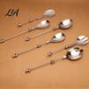 Metal Salad Spoon Beadable Stainless Steel Spoon, DIY Beaded Dessert with Blank Handle Handle, 2-in-1 Kitchen Fork Flatware Tableware