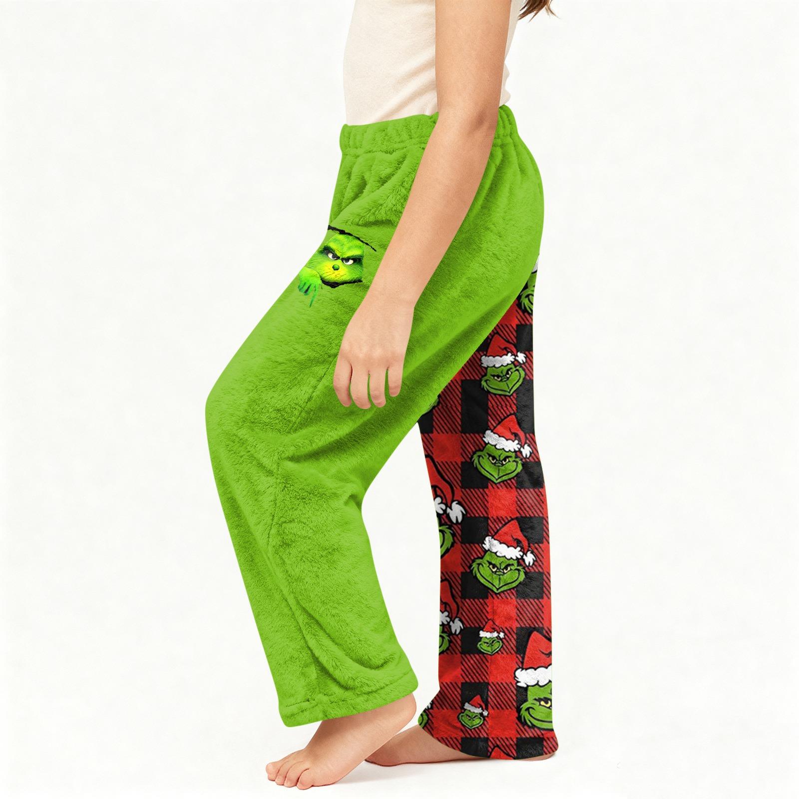 

Kids Plush Fleece Lounge Pants Holiday Pajama Bottoms Soft Elastic Waistband Cozy Sleepwear for Boys Girls Winter Relaxation 120