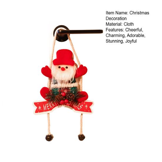 Christmas Hanging Decoration 3D Santa Snowman Elk Bear Door Knob Hanger Holiday Wall Art Sign for Living Room Bedroom Indoor Decor