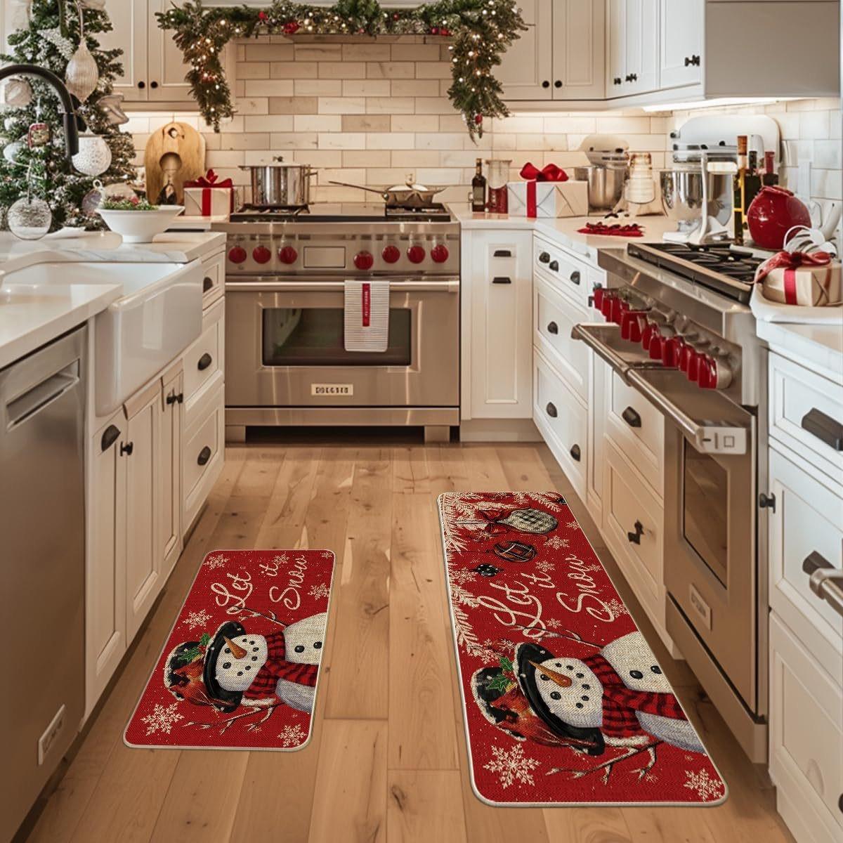

1/2 pcs Christmas Gingerbread Man Carpet Durable Easy-to-Clean Kitchen Mat Corridor Hallway Floor Mat Home Decor 40x60cm 16x24inch