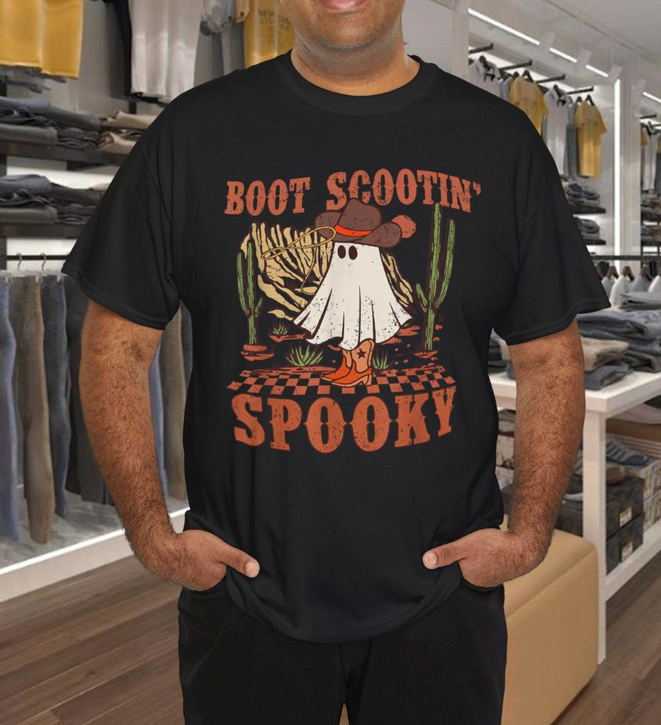Boot Scootin Spooky Western Halloween Ghost Spooky Season T-Shirt Mens Womens Tees Top