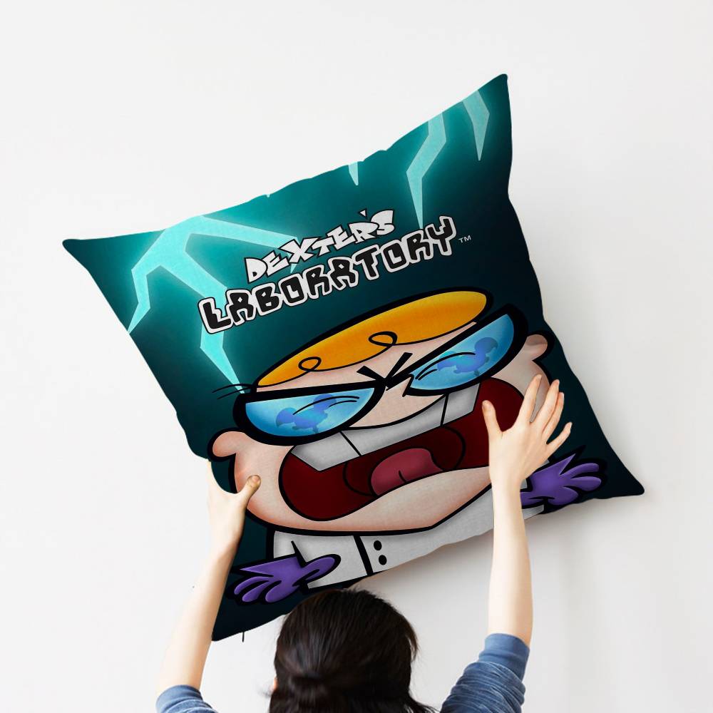 Kreslený D-Dexterova laboratoř Personalizovaný obrázek text domácí dekorativní polštáře Domácí dárky 45x45cm