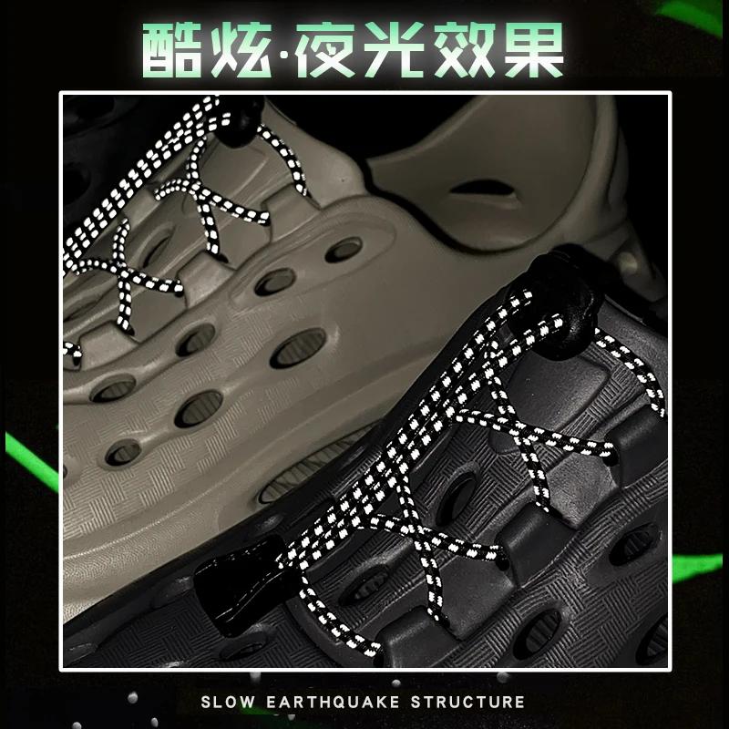 Men's Sandals 2025 Summer New Personalized Fashion Sports Leisure Perforated Shoes High Quality EVA Anti Slip Beach Shoes Male