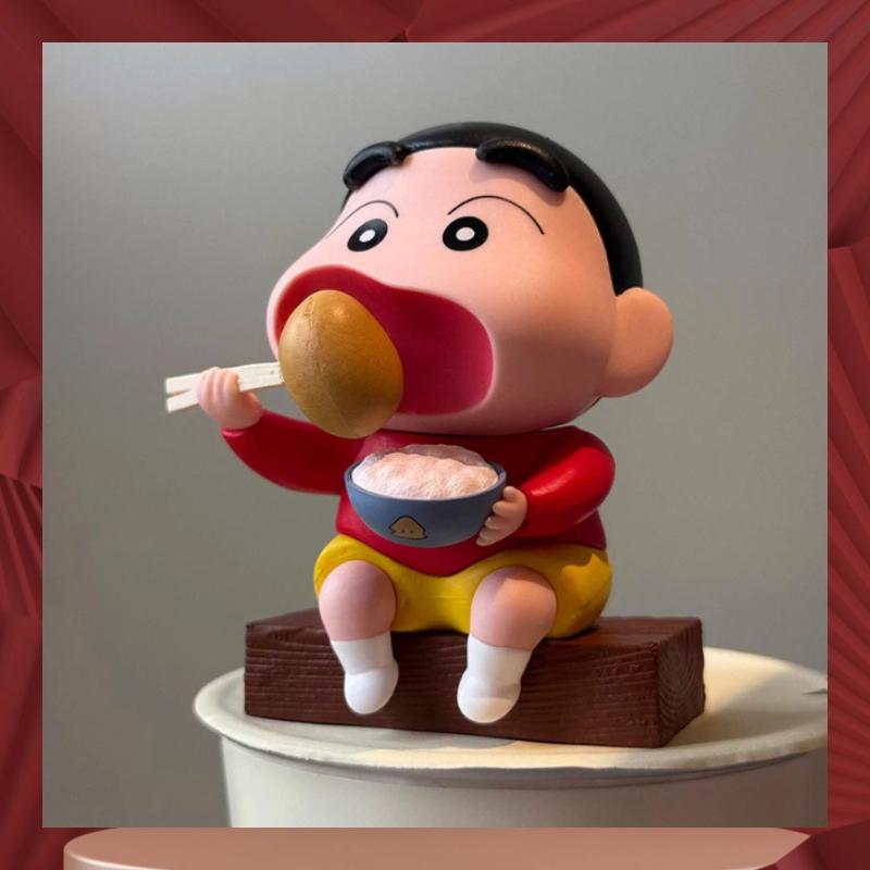 Cartoon 8cm Crayon Shin Chan Eating Potato Figurine Cute Desktop Ornament Home Decoration Birthday Gift Tabletop Display