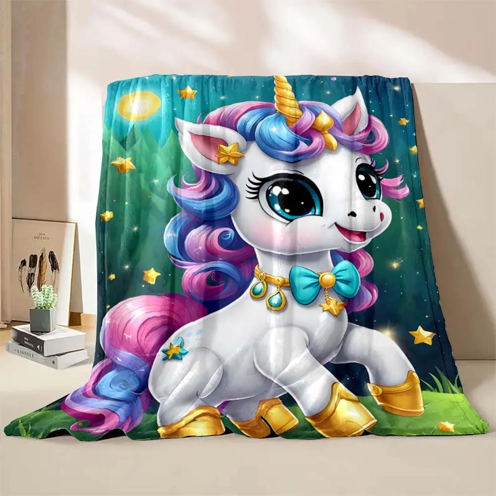 1PC Cute Unicorn Printed Cartoon Blanket Warm Soft and Comfortable Home Travel Blanket Sofa Bedding Cover Blanket Girls Gift