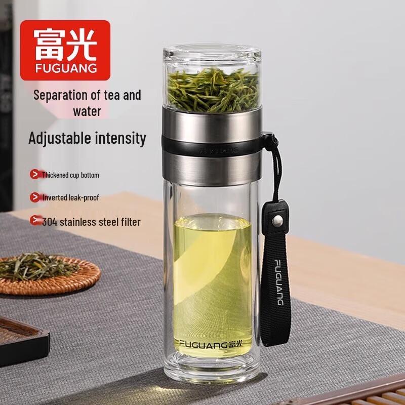 FUGUANG Business Double-Layer Tea Infuser Glass Mug