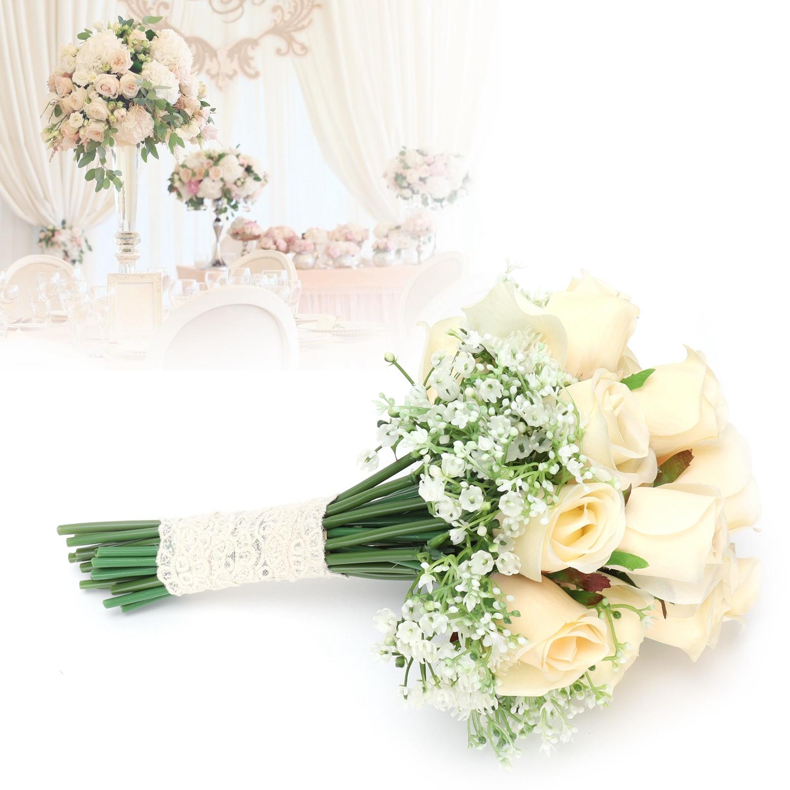 Artificial Fake Flowers Bridal Wedding Hand Bouquet Holding Flower Wedding Decor