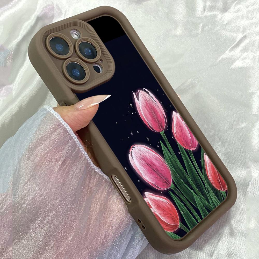 JT509 Spring Tulips for iPhone 17 16 15 14 Pro Max Samsung S26 S25 Ultra A17 A07 A56 A16 A06 A05 Xiaomi 15T Redmi 15c 14C Soft Case