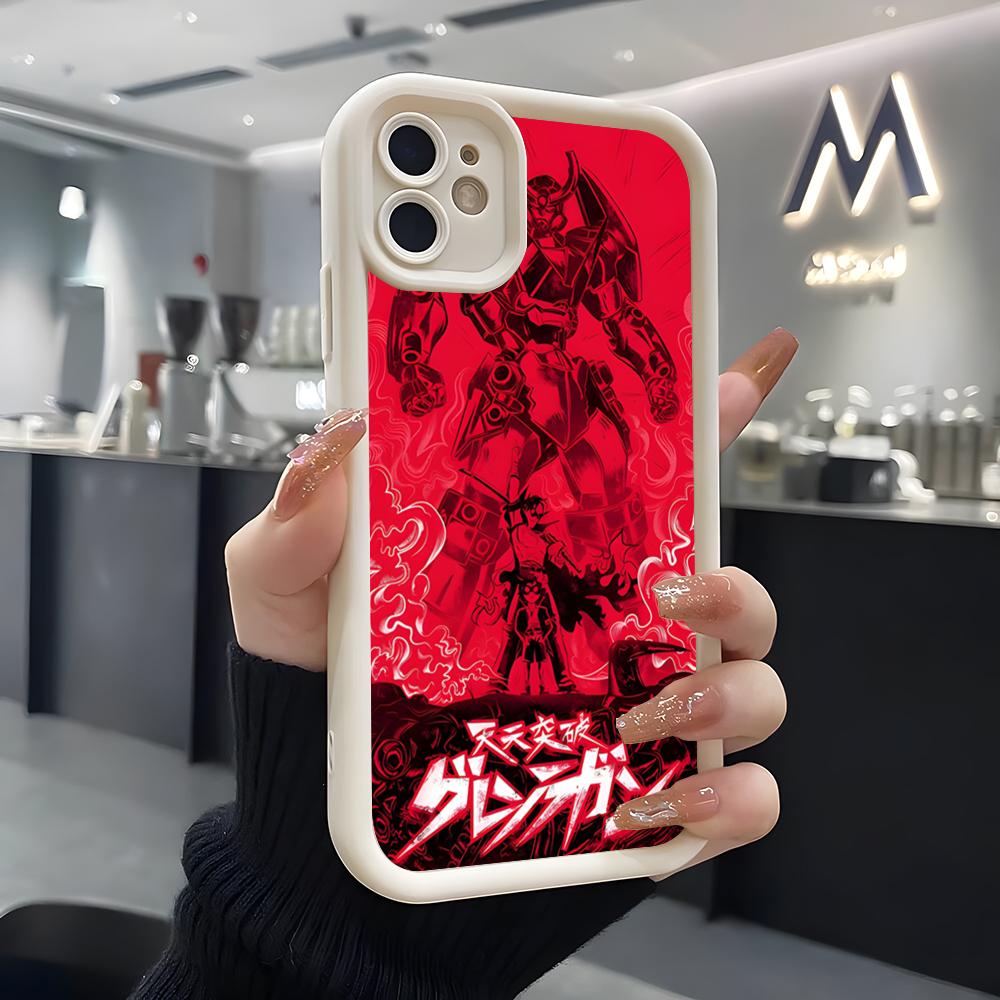 Anime Gurren Lagann Phone Case For IPhone Air 17 Pro Max 16 E 15 14 Pro Max 13 12 11 Mini Plus Soft Silicone White Cover
