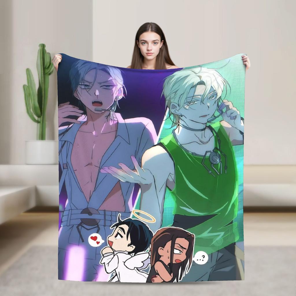 Soft Warm Blanket Decorative Alien Stage Manga Character Artwork Throw Blanket Flannel Bedspread For Couch Bed Sofa Bed Cover