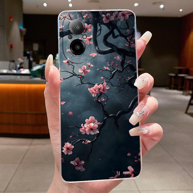 For Realme C67 4G RMX3890 Case C55 RMX3710 Casing Fashion Flower Clear Soft TPU Cover For Realme C67 C 67 C 55 RealmeC67 Bumper