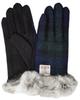 Sleeping Sheep Harris Tweed Women's Fur-Lined Knit Gloves with Case (SD2004-BW)