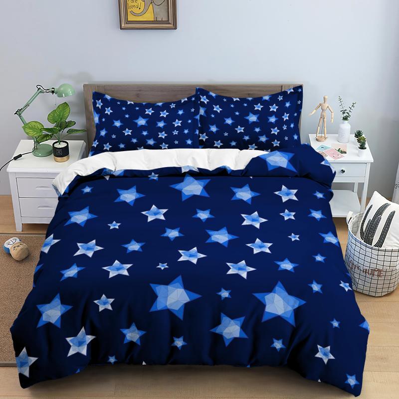 Star Duvet Cover Set Colorful Stars Pattern Print Twin Bedding Set For Kids Teens Double Queen King Size Microfiber Quilt Cover