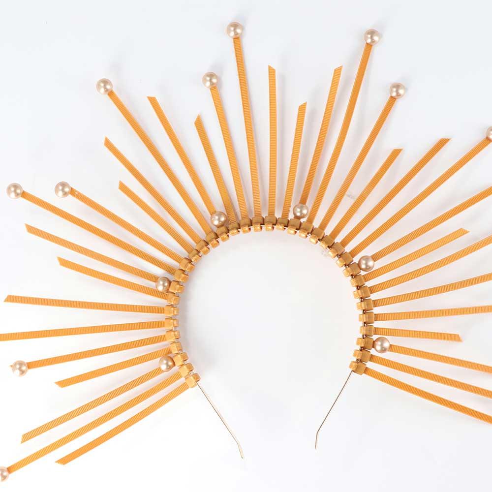 Style Pentagram Elegant Round Star Buckle Radial Pattern Headband Women Hair Hoop Halo Hair Band