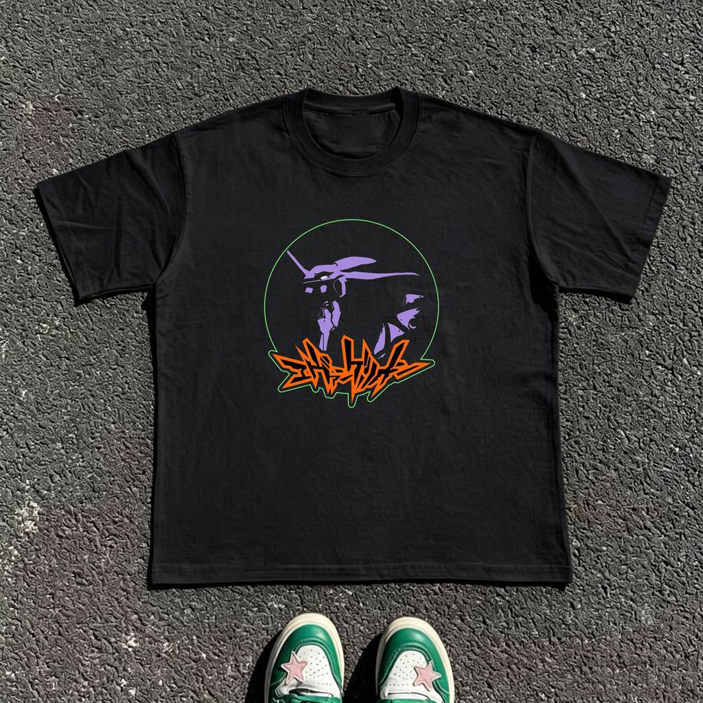 2026 Summer New Arrival: Evangelion Pattern Street Style Print Short-Sleeve T-Shirt, Y2K Style, Suitable for Both Men an