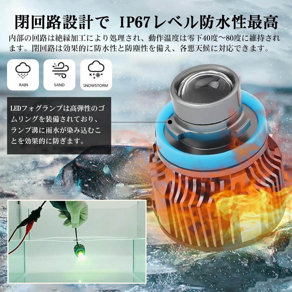 LF-038 LED Fog Lamp, 24000LM White, 6500K, H8, H11, H16, LED Bulb, Inspection Compatible, Alphard, Vellfire Prius, Set of 2