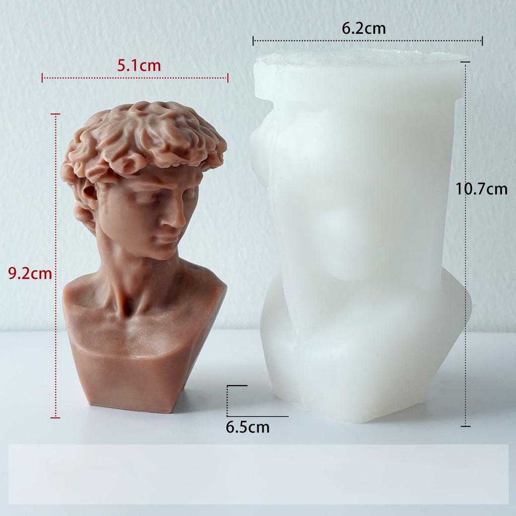David Shape Silicone Scented Candle Mold DIY 3D Portrait Resin Mould Human Body Gypsum Making Tool Craft Gifts Home Decor