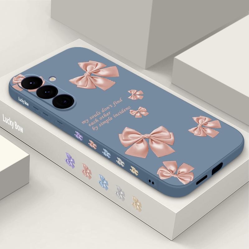 Pink Bow Print Soft TPU Case For Samsung Galaxy S25 S24 S22 S23 Ultra S24 FE A55 A53 A54 A35 A15 A16 A36 5G Silicone Phone Cover