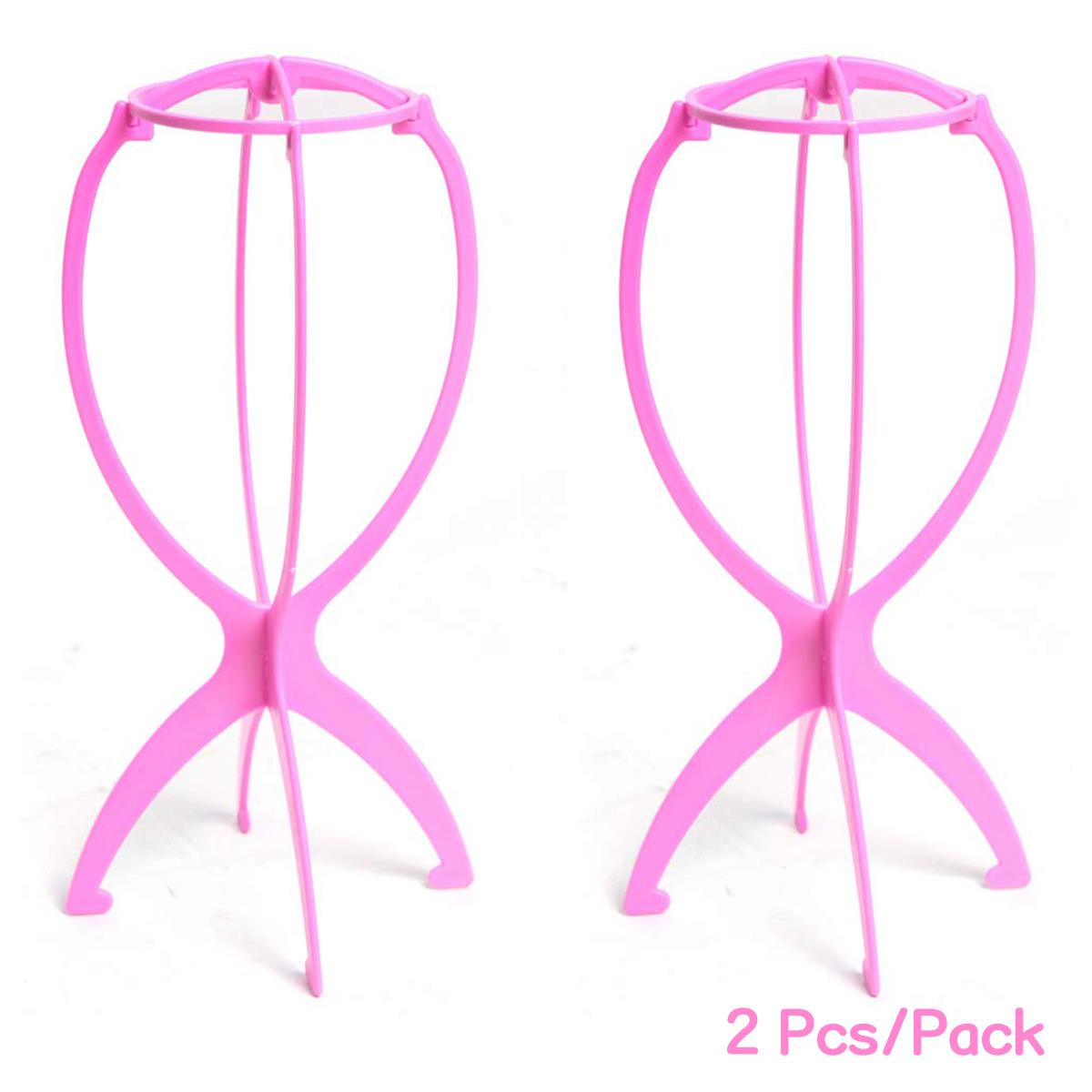 

2PCS Wig Stand Collapsible Wig Holder Durable Wig Display 13.8 Inch Tool Travel Wig Stand for All Wigs розовый