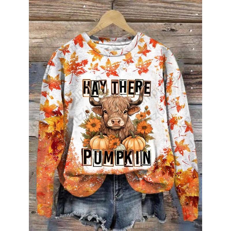 Damen T-Shirt 3D Cartoon Tier Kuh Print Sweatshirt Casual Oansatz Hoodie Mode Frauen Sweats Frühling Herbst Mantel Sudaderas Femme