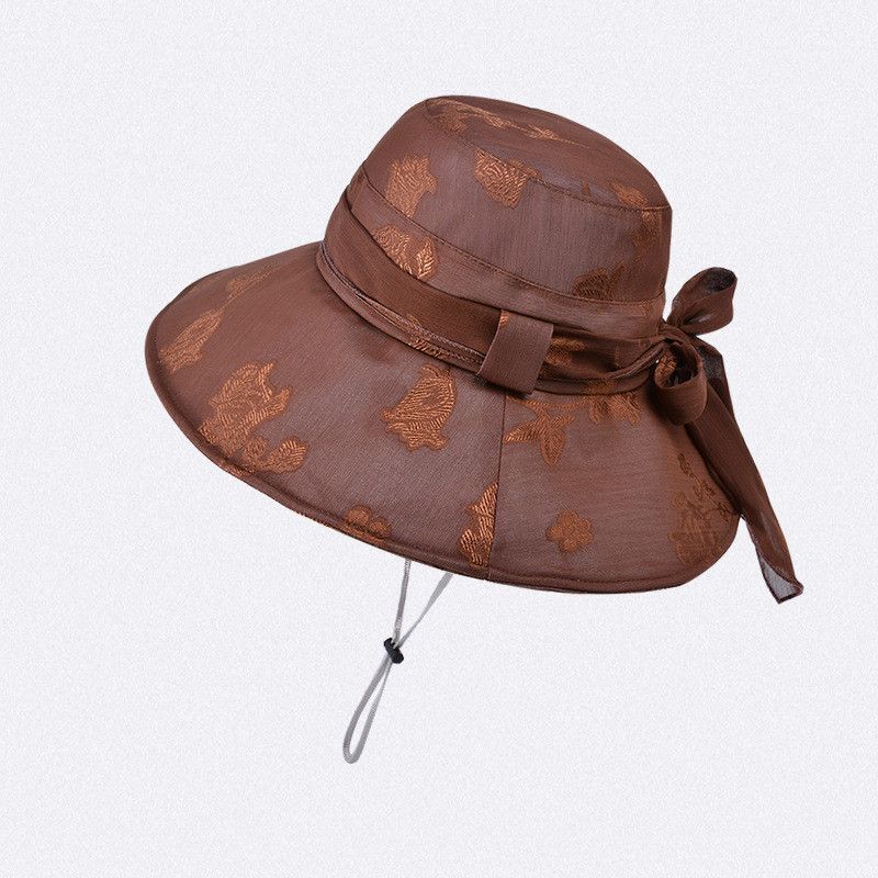 

Summer Widened Large Brim Sun Hat Mom Style Hat Sun Protection Sun Hat Seaside Beach Outdoor Breathable Thin Bucket Hat 8454-coffee [11cm eaves]]