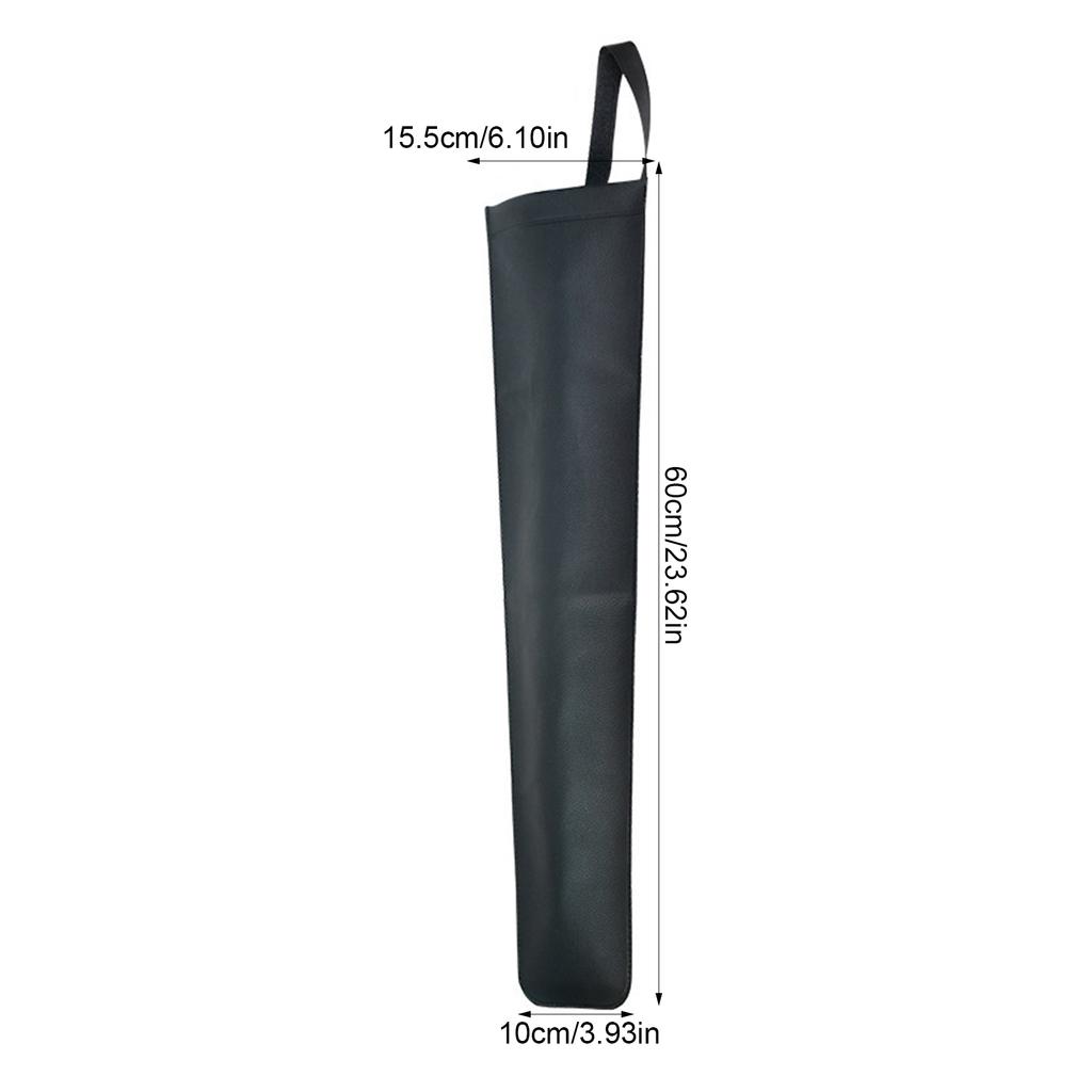 Car Umbrella Holder Waterproof Faux Leather Car Seat Back Hanging Organizer Black Foldable Storage Bag for Long and Compact Umbrellas