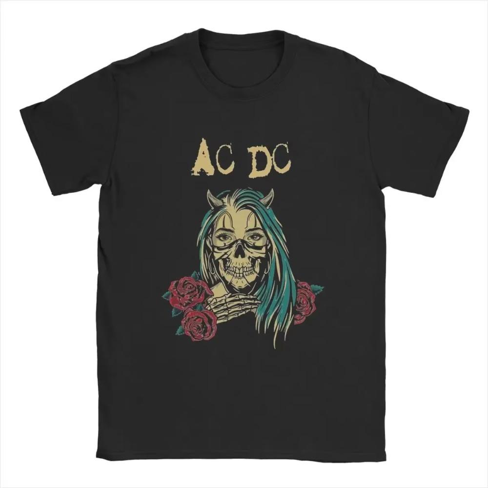Men T-Shirt AC Band Music DC Ghost Flower Casual 100% Cotton Tees Short Sleeve Cool Hip Hop Harajuku T Shirts Crewneck Printing
